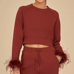 Rada Feather Trim Crewneck Burgundy from Noli